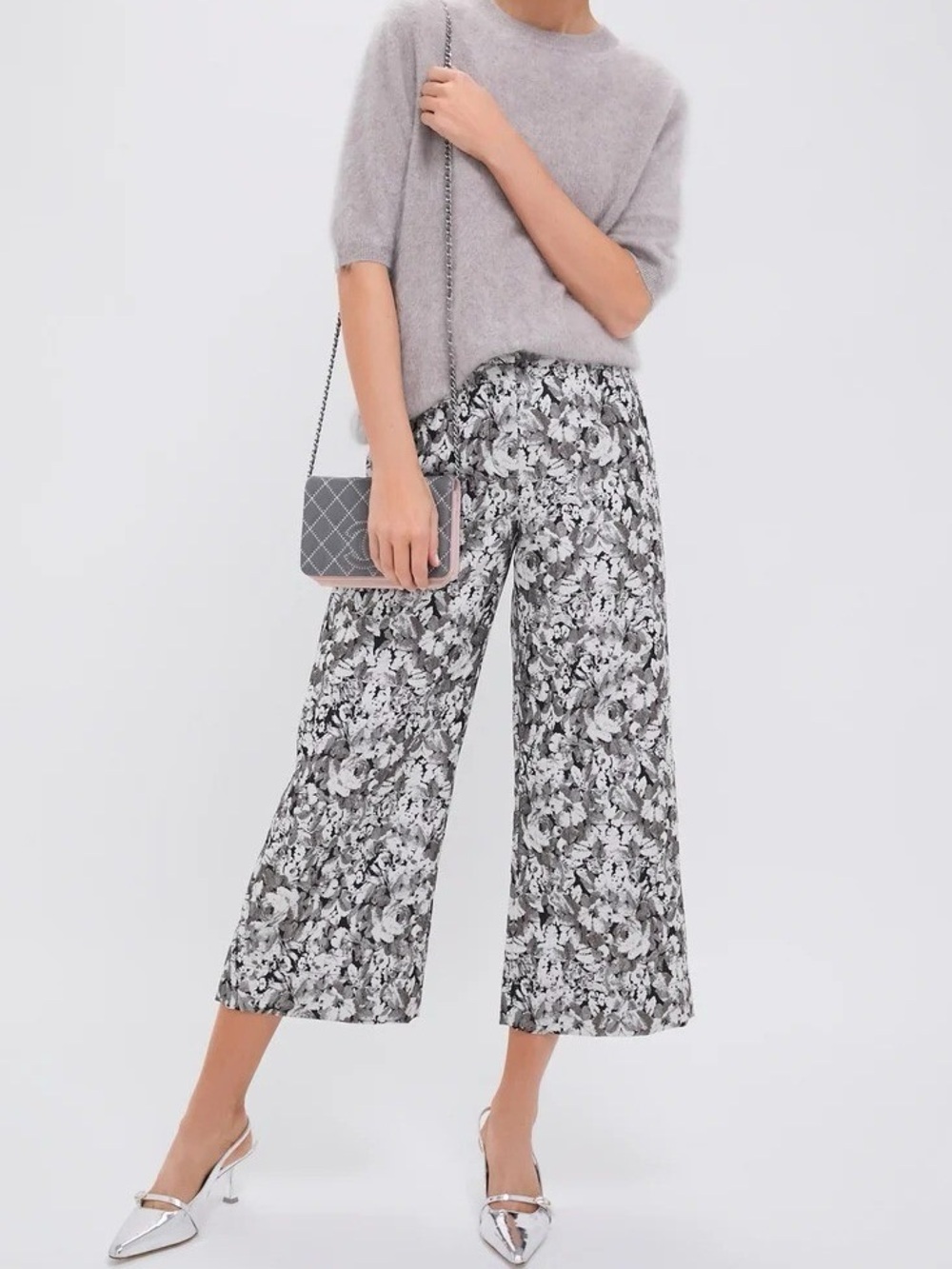 Tuckernuck Gray Gardens Jacquard Wide Leg Cropped Pants Luxury Chic Size 12 NWT